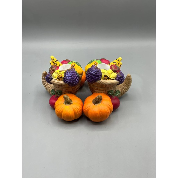 Partylite Harvest Time Cornucopia Taper Candle Holders  Thanksgiving Table Decor - Picture 7 of 10